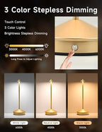 LED Rechargeable Cordless Table Lamps Gold - Image 3