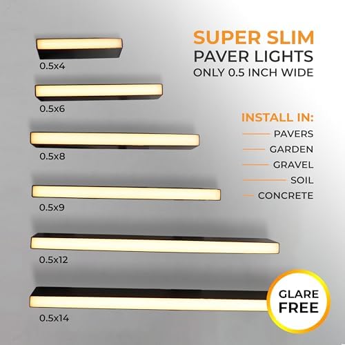 LUMENGY Paver Light Slim 0.5x14 Inch(0.55x13.77) 2700K Warm White, Glare-Free Linear Lighting for Driveways, Walkways and Paver Borders, 12V Hardwired, IP67 Waterproof, Drive-Over Rated - Image 5