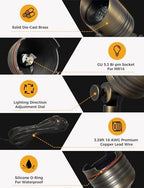 COLOER 5W 12V Brass Outdoor Landscape Spot Light with Bulb(1Pack) - Image 4
