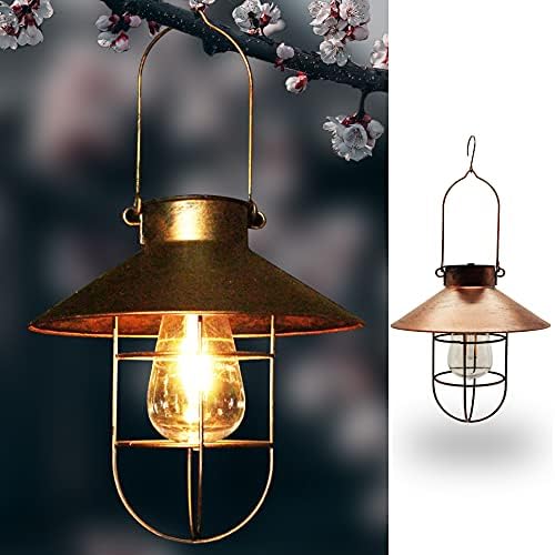 Solar Outdoor Hanging Lanterns with Handle Retro Solar Lights Patio Decor Patio IP65 Waterproof Yard Art Garden Accessories Outdoor Decorations for Christmas Porch Lawn by Ulalaza