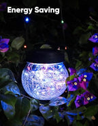 PARTPHONER Solar Lantern Solar Lights Outdoor Waterproof 6-Pack, Solar Powered Hanging Lights Cracked Glass Hanging Globes for Christmas Decoration, Shepherd Hook, Garden Tree Ornaments, Multi-Color - Image 6