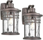 Darkaway Outdoor Wall Light Fixture,2pcs 14.57inch Large Outside Porch Lights Wall Mounted Water Ripple Glass Exterior Waterproof Lantern Modern Wall Sconce Lighting for House by Darkaway