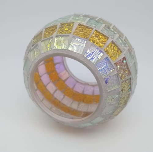 Solar Outdoor Table Lamp, Solar Powered Mosaic Glass Ball Garden Lights Waterproof Color Changing Mood Night Lights (G) - Image 7
