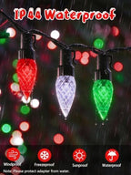 Connectable C6 Christmas Lights Outdoor String 78FT 240 LED Red White Green - Image 3
