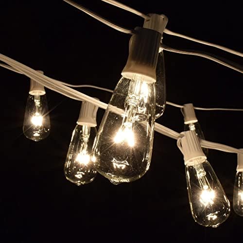 Vintage Edison Outdoor String Lights (ST40 Clear - White Wire, 100 ft) - Image 3