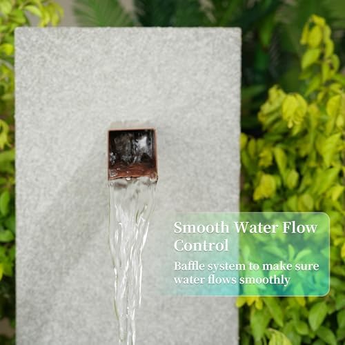2 Inch 316 Stainless Steel Square Outdoor Water Fountain Spout, Waterfall Spillway Scupper with Integrated Spray Baffle for Landscape Decors, Pools, Ponds, Water Walls (Brown) - Image 3