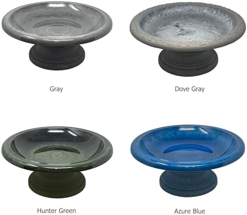 Fiber Clay Birdbath, Gloss Bowl, Low-Profile Base, Azure Blue, 19" D x 7.5" H 6.5 lbs - Image 5