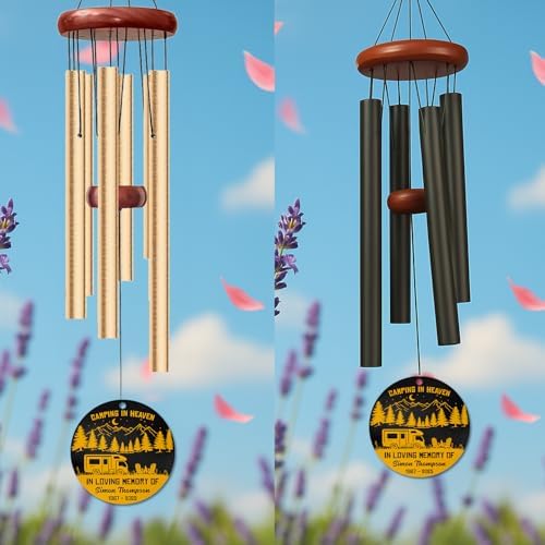 Personalized Camping Memorial Wind Chime – “Camping in Heaven” Custom Name & Years Tribute – Sympathy Gift for Campers – Remembrance Windchime for Loss of Loved One & Bereavement Support Keepsake - Image 4