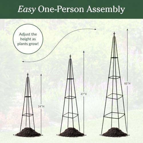Evergreen Metal Garden Obelisk Trellis for Climbing Plants Outdoor, Indoor Plant Trellis for Potted Plants, Floral Pattern Arch Trellis (Black, 6 ft. Pyramid) - Image 3