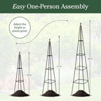 Evergreen Metal Garden Obelisk Trellis for Climbing Plants Outdoor, Indoor Plant Trellis for Potted Plants, Floral Pattern Arch Trellis (Black, 6 ft. Pyramid) - Image 3