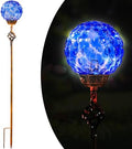 Garden Solar Lights Outdoor, Decorative LED Honeycomb Glass Ball Garden Stake, Glass and Metal Outdoor Decoration, 4 x 31 Inch (Dark Blue) by Unknown