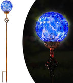 Garden Solar Lights Outdoor, Decorative LED Honeycomb Glass Ball Garden Stake, Glass and Metal Outdoor Decoration, 4 x 31 Inch (Dark Blue) by Unknown