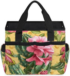 Cactus Pink Floral Garden Tool Bag with Hard Bottom and 10 Pockets - Image 2
