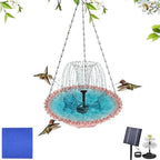 Solar Cascade Hanging Bird Bath Fountain Solar Powered Birdbath Water Fountain Pumps Dispenser Outdoors Decor Hummingbird Bath Shower Bowl Kit Garden Gift Yard Patio Backyard Decoration (Pink) by Unknown