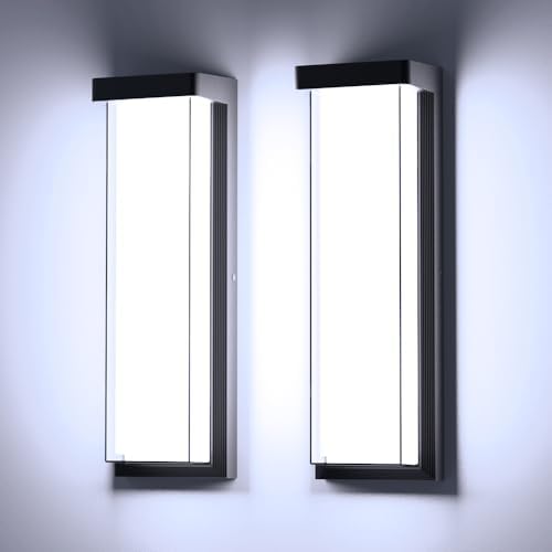 Sytmhoe LED Outdoor Wall Light Fixture,16in Dimmable Modern Porch&Patio Wall Light Fixture,6000K Black Exterior Sconce Light Mounted for House Garage Porch Courtyard(2Packs) by SytmhoeWallLighting