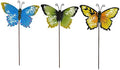 3 Pack Butterfly Garden Stakes Decor, 17" H Metal Butterflies Stakes Yard Art Ornaments for Indoor Outdoor Lawn Porch Pathway Patio Plant Pot Flower Bed Decor by KKILIPES