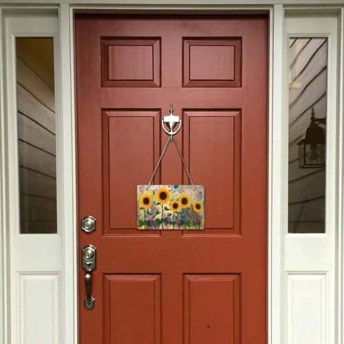 Plant Welcome Wall Hanging Sign- Retro Sunflower Hand Painted Style Slate Hanging Plaques for Front Door Porch Window Farmhouse Garden 5.1" x 7.9" Wall Home Decor - Image 2