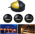 RNEHON 4-Pack 2W Low Voltage LED Deck Lights, Φ3.94inch Landscape Step Railing Fence Light, Die-cast Aluminum, IP 65 Waterproof Outdoor Stair Light Warm White for Stair,Walkway,Deck, Step,Yard (Black) by MRNEHON