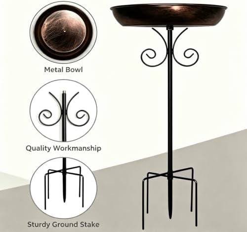 Bird Bath for Outside, 32 Inch Tall Antique Copper Finish with Sturdy 5-Prong Stable Base for Garden Patio Lawn Backyard - Image 4