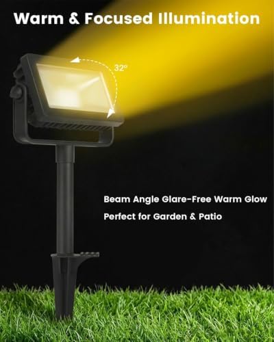 Outdoor LED Spotlight with Metal Spike 33W 3-Level Dimmable Adjustable Die-Cast Aluminum Landscape Lighting, Wet Location ETL UL CSA Qualified Safe for Garden, Yard & Tree Illumination - Image 3