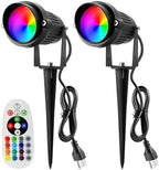 Christmas Outdoor Spotlight 120V LED Spot Lights Outdoor RGB 12W Color Changing Landscape Lights with Remote Control Waterproof Spot Lights Outdoor for Yard Path Garden Decorative (2Pack) by TopLandscapeLightsSupplier