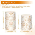 Fleur-de-lis Rose Gold Retro Realistic flameless Led Candles Flickering Electronic Lights Flickering Led for Bedroom Battery Operated Pillar 2-Piecing Set - Image 3
