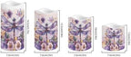 Purple Dragonfly Flameless Candle with Remote Control Electric LED Pillar Candle Timer Color Changing Long Lasting Pack of 4 Battery Candles - Image 2