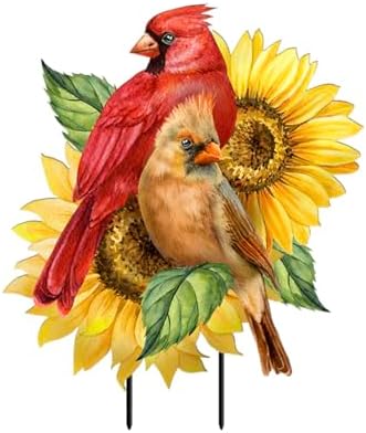 Briarwood Lane Summer Metal Art 30.5x17.5 Cardinals and Sunflowers for Summer Metal Art by BriarwoodLane