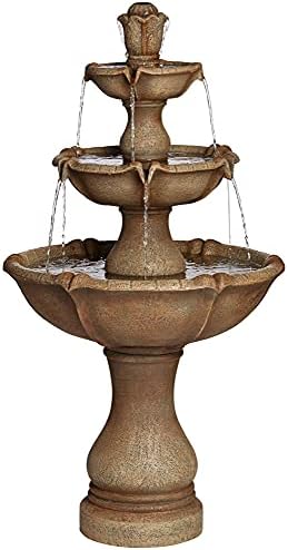 Arosco 43" High Sand 3-Tier LED Lighted Outdoor Fountain - Image 2