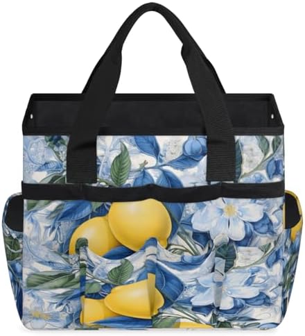 Lemon Garden Tool Bag Organizer Heavy Duty Fruit Flower Gardening Tote Bag with 10 Pockets for Women Men Gardening Gifts - Image 3