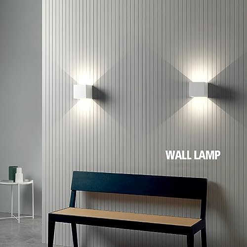 2 PCS 12W Outdoor Sconces Wall Lights LED Exterior/Interior Up and Down Lights IP65 Waterproof Modern Outdoor Lighting Fixtures Square Aluminum Exterior Wall Mount Light White 4000K Natural Lights - Image 3