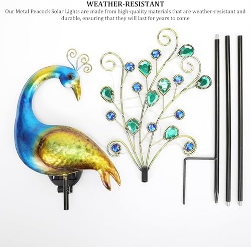 Solar Light Peacock Garden Light Metal Peacock Garden Solar Lamp 300mAh Outdoor Decorative Stake Lights Stake for Yard Decorations Lights, Outdoor g - Image 2