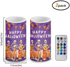 Happy Halloween Flameless Candles Battery Operated Candles with Timer Remote Skeleton LED Real Wax Pillar Lights for Trick or Treat Party Dining Table Banquet Decor Battery Tealights - Image 2