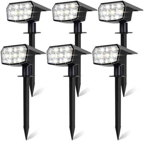 6-Pack Solar Spot Lights Outdoor Waterproof, Landscape Spotlight Cool White by Sucolite