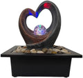 Indoor Tabletop Water Fountain, Zen Meditation Waterfall Fountain with ON/Off Switch, Heart Shape Decoration with LED Light for Home Office Relaxation Decor by JOINDATAT
