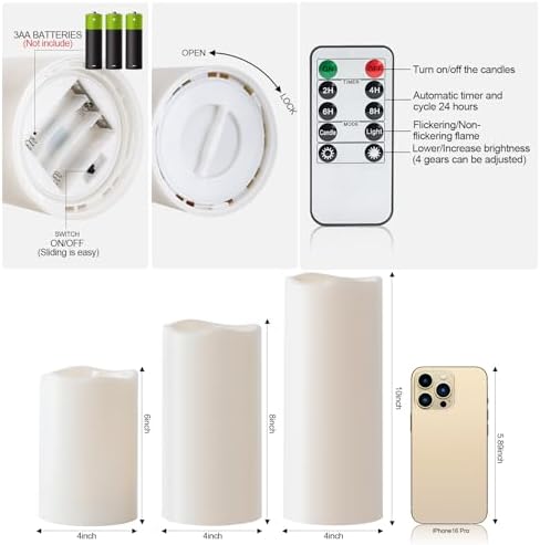 Amagic Waterproof Outdoor Flameless LED Pillar Candles with Remote Timer - Image 6
