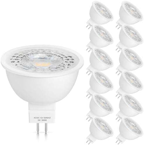 Mlambert 12 Pack MR16 LED Bulbs 5W GU5.3 12V Spotlights, 3000K Soft White by Mlambert
