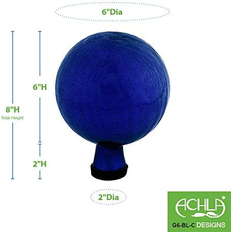 Achla Designs 6-Inch Crackle Gazing Globe Ball, Blue - Image 2
