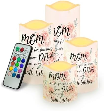 Pink Rose Battery Operated Candles with Remote Timer Flameless Candles Tea Lights Color Changing Electric Fake Plastic Pillar LED Candles Outdoor Home Mothers Day Decor Set of 4 by Uorisanigo