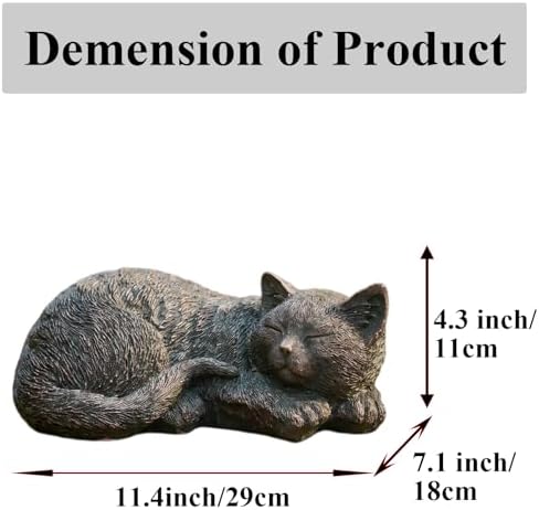 Sleeping Cat Garden Statue Outdoor Garden Decor, Resin Cat Figurine with Bronze Finish, Tabby Sculpture Outdoor Statues Decors for Patio Yard Lawn, Durable Ornament, Ideal Gift for Cat Lovers or Mom - Image 3