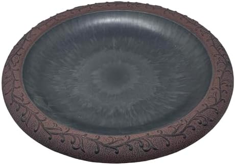 BIRDS AND BEYOND Bird Bath, Bowl Only - 19" Slate/Wine Fiber Clay Bird Bath Bowl, Lightweight 3.7lbs. by FiberClayBirdbaths