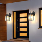 OKELI Dusk to Dawn Outdoor Wall Lights, Exterior Waterproof Lantern, Front Porch Sconce Lighting with Water Ripple Glass Shade, Anti-Rust Wall Lamps Outside Lights for Garage (Black-SIZE-S-2pack) - Image 7