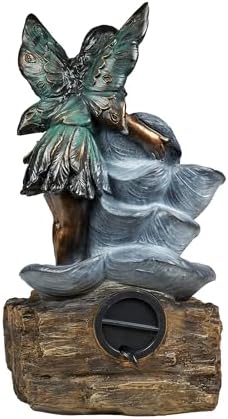 Fairy On The Rock Fountain with 2 White LEDs - Image 4