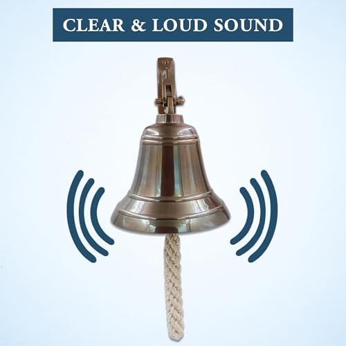 Solid Brass Wall Mounted Ship Hanging Antique Brass Bell for Reception, School, Outdoor, Indoor, Dinner & Chruch - 6 Inch by The Metal Magician - Image 2