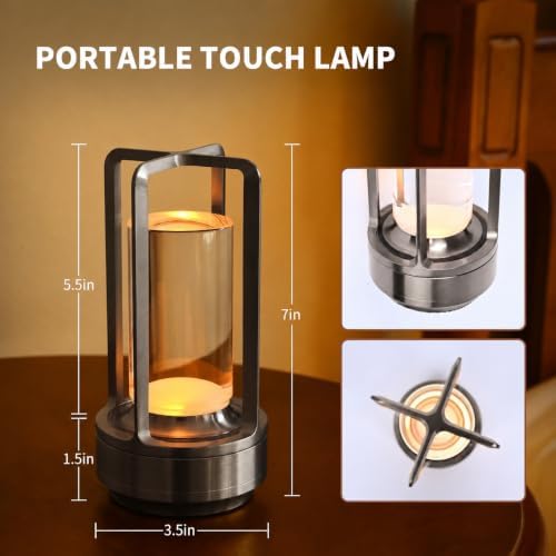 2 Pack Cordless Table Lamps, Rechargeable LED Decorative Lamp with Touch Control, 3 Color Modes & Stepless Dimming, 4200mAh Battery Powered Lamp for Bedroom/Bar/Kitchen/Outdoor, Gift for Home Décor - Image 4