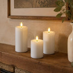 Yeelida Remote Flameless Flickering Pillar Candles with Candle Grease Effect,Pack of 3 White LED Battery Oprated 2/4/6/8 Hours Timer Real Wax Electric Candles(3x4,5,6 Inches) - Image 5