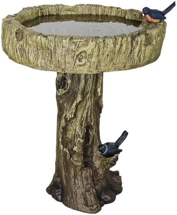 watnature 24.4” H Fibre Reinforced Concrete Outdoor Garden Bird Bath with Birds, Woodland Tree Trunk Decoration Yard Statue，Pedestal Birdbaths for Outdoors, Garden, Patio, Lawn, Backyard - Image 4