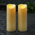 Raycare Large Outdoor Flameless Candles with Remote & Timer, Waterproof Battery Operated LED Pillar Candles, Dark Ivory, 4"x12", Set of 2 by Raycare