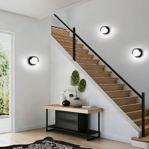 Modern Round Black LED Outdoor Wall Light 12W 120V 6000K Whitelight Waterproof - Image 6