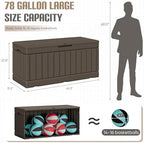 JUMMICO 78 Gallon Deck Box Waterproof Resin Outdoor Storage Box - Image 3